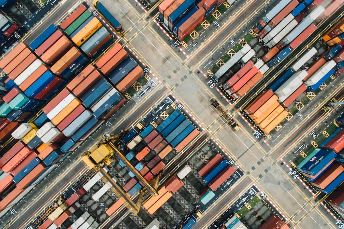 Aerial view of a container yard